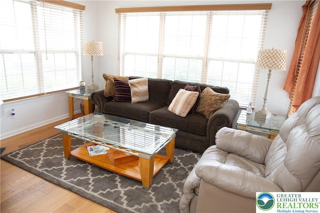 607 Prestwick Dr, Williams Twp, PA 18042 - living room featuring baseboards and wood finished floors