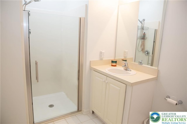 607 Prestwick Dr, Williams Twp, PA 18042 - full bath with a stall shower, vanity, and tile patterned flooring