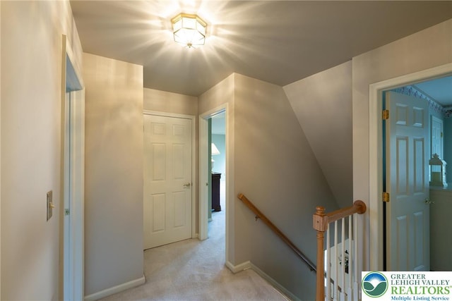 5900 Wayside Dr, Lower Macungie Twp, PA 18062 - hallway with an upstairs landing and light carpet