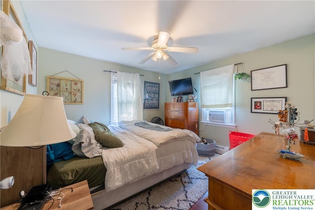 103 A St, Wind Gap Boro, PA 18091 - bedroom with cooling unit, baseboard heating, and a ceiling fan