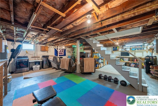 103 A St, Wind Gap Boro, PA 18091 - basement with washer / dryer and stairs