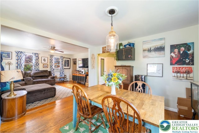 103 A St, Wind Gap Boro, PA 18091 - dining area featuring wood finished floors and ceiling fan