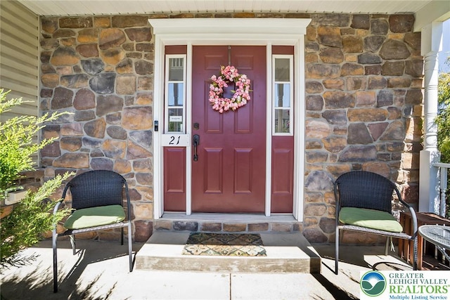 21 Millbrook Ct, Palmer Twp, PA 18045 - property entrance with stone siding