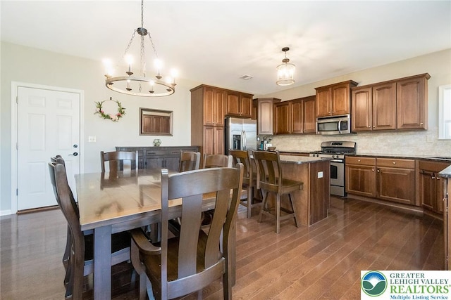 21 Millbrook Ct, Palmer Twp, PA 18045 - dining room with a chandelier and dark wood finished floors