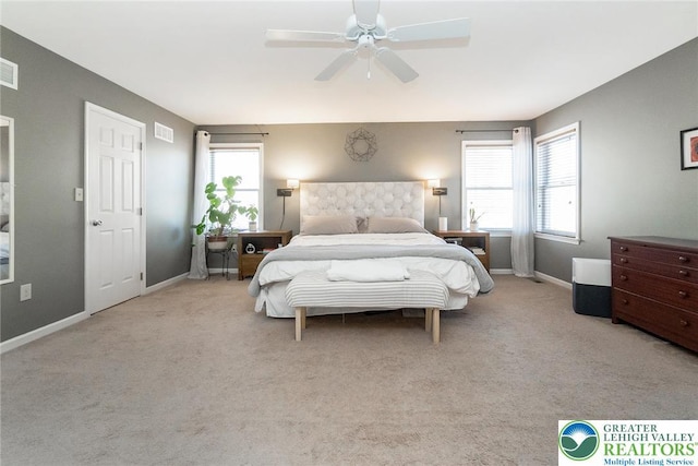 21 Millbrook Ct, Palmer Twp, PA 18045 - bedroom featuring multiple windows, carpet floors, and ceiling fan