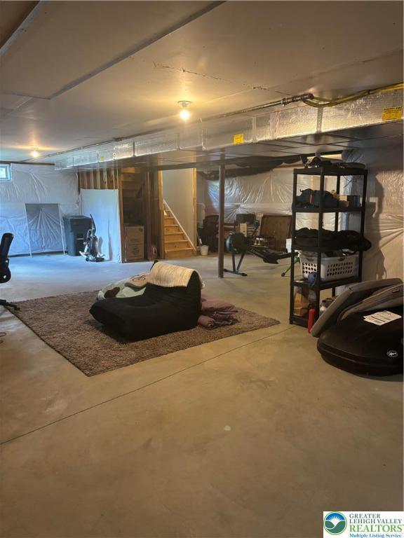 21 Millbrook Ct, Palmer Twp, PA 18045 - unfinished basement with stairway