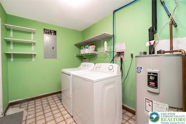 2227 Cheyenne Dr, Tunkhannock Township, PA 18610 - laundry room featuring water heater, electric panel, and separate washer and dryer