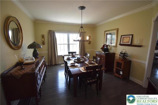 4323 Saratoga Dr, Lower Nazareth Twp, PA 18020 - dining area with a chandelier, dark wood-type flooring, and ornamental molding