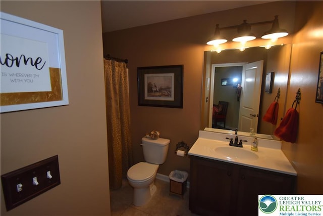 4323 Saratoga Dr, Lower Nazareth Twp, PA 18020 - full bath with vanity, tile patterned floors, and a shower with shower curtain
