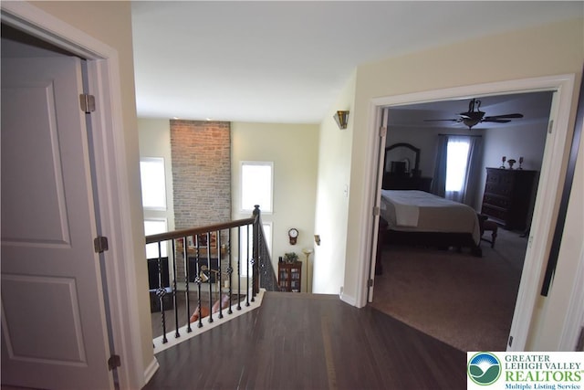 4323 Saratoga Dr, Lower Nazareth Twp, PA 18020 - corridor featuring an upstairs landing and wood finished floors