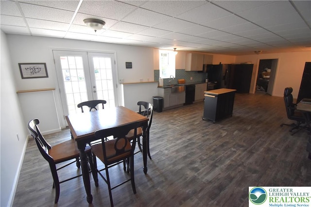 4323 Saratoga Dr, Lower Nazareth Twp, PA 18020 - dining room featuring a paneled ceiling, dark wood finished floors, and french doors