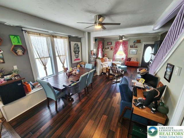 14 W 10th St, Jim Thorpe Borough, PA 18229 - dining room featuring a ceiling fan, wood finished floors, and plenty of natural light