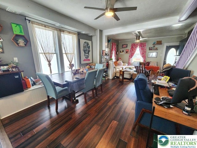 14 W 10th St, Jim Thorpe Borough, PA 18229 - dining space featuring wood finished floors and ceiling fan