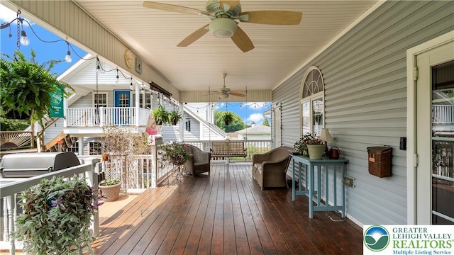 807 Bangor Rd, Plainfield Twp, PA 18064 - porch featuring ceiling fan and grilling area