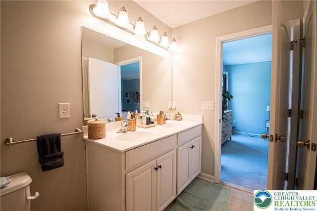 5959 Valley Forge Rd, Upper Saucon Twp, PA 18036 - bathroom with double vanity and tile patterned flooring
