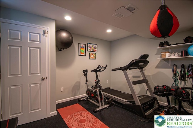 5959 Valley Forge Rd, Upper Saucon Twp, PA 18036 - workout room with recessed lighting and baseboards