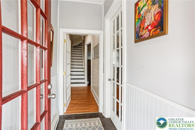 337 N 10th St, Allentown City, PA 18102 - corridor featuring french doors and dark wood-type flooring
