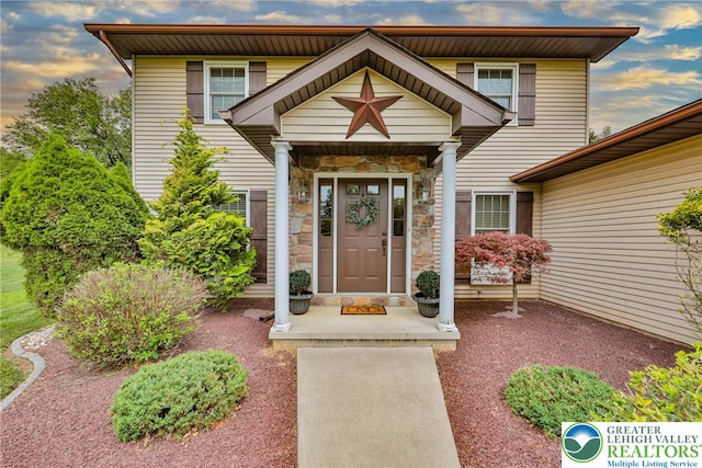 106 Fernwood Dr, Forks Twp, PA 18040 - property entrance featuring stone siding