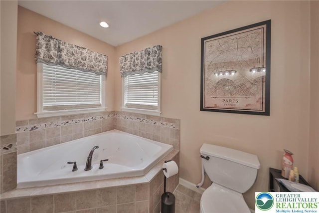 106 Fernwood Dr, Forks Twp, PA 18040 - full bathroom featuring a tub with jets and tile patterned flooring