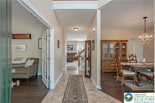 3213 Overlook Dr, Lower Macungie Twp, PA 18049 - entrance foyer with a chandelier and french doors