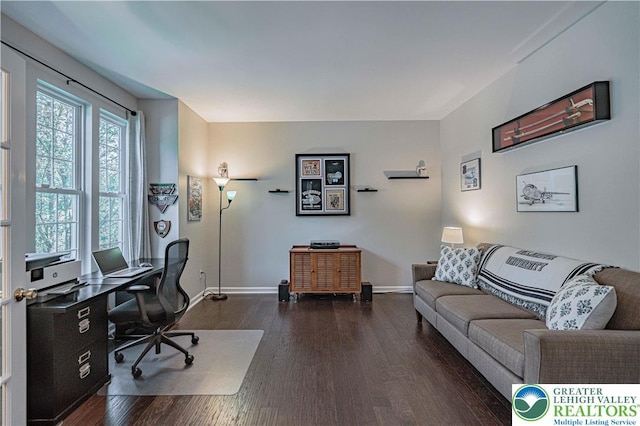 3213 Overlook Dr, Lower Macungie Twp, PA 18049 - office area with dark wood-style floors and baseboards