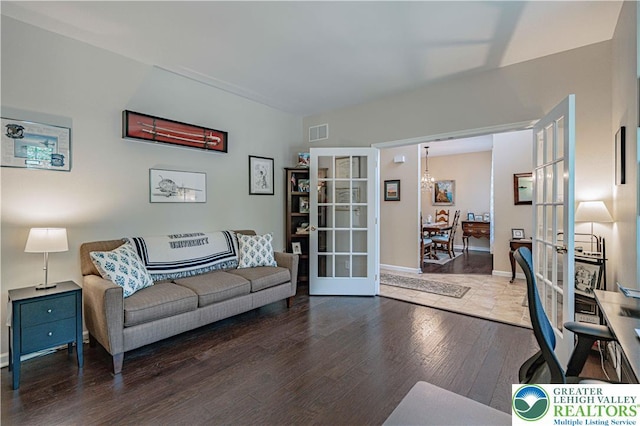 3213 Overlook Dr, Lower Macungie Twp, PA 18049 - living room with french doors and wood finished floors