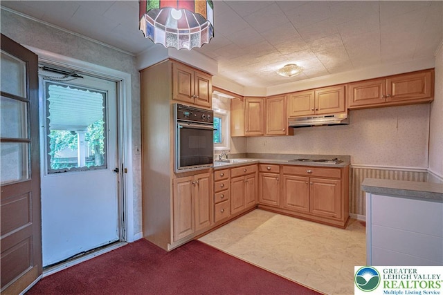 3344 Winchester Rd, Allentown City, PA 18104 - kitchen with oven, under cabinet range hood, gas cooktop, and plenty of natural light