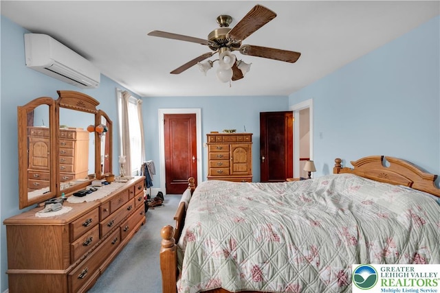 242 N Lehigh St, Tamaqua Boro, PA 18252 - carpeted bedroom featuring a wall mounted AC, a ceiling fan, and a closet