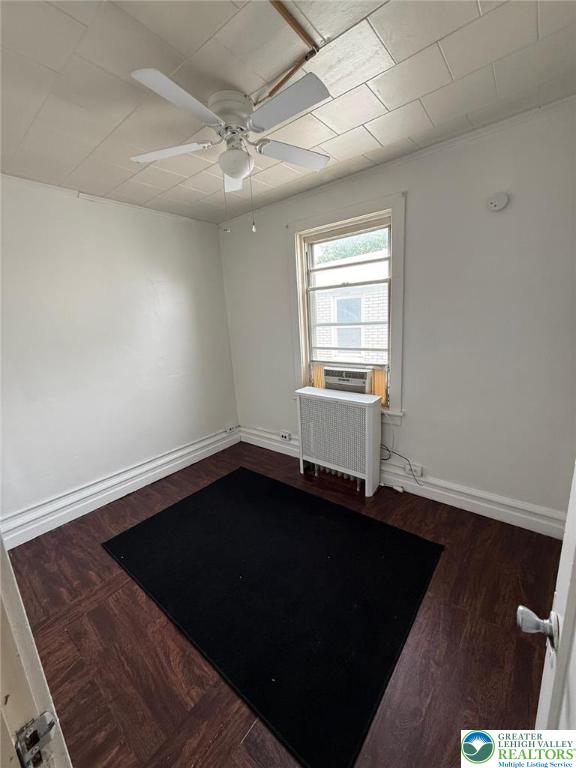 314 S Saint Cloud St, Allentown City, PA 18104 - unfurnished room with radiator, a ceiling fan, and wood finished floors