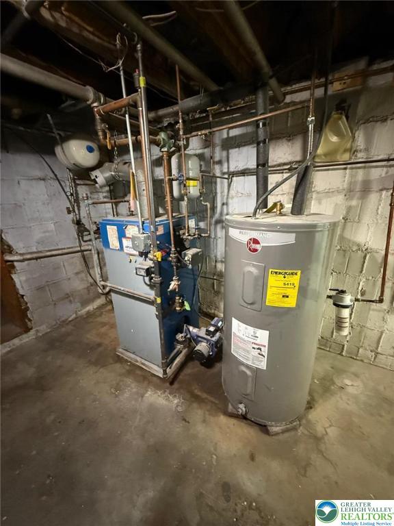314 S Saint Cloud St, Allentown City, PA 18104 - utility room with electric water heater and a heating unit