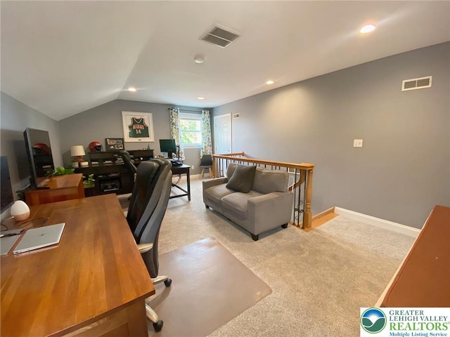 5545 Roberts Rd, North Whitehall Twp, PA 18078 - carpeted office with recessed lighting and lofted ceiling
