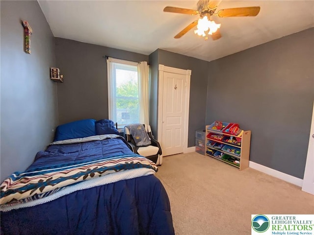 1139 Jackson St, Easton, PA 18042 - carpeted bedroom with a ceiling fan and baseboards
