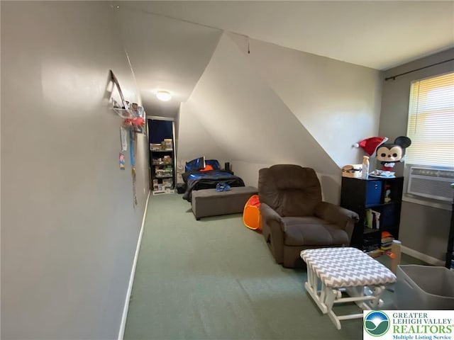 1139 Jackson St, Easton, PA 18042 - sitting room featuring carpet floors, vaulted ceiling, and cooling unit