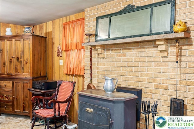 2560 Community Dr, Moore Twp, PA 18014 - detailed view of wooden walls and a wood stove