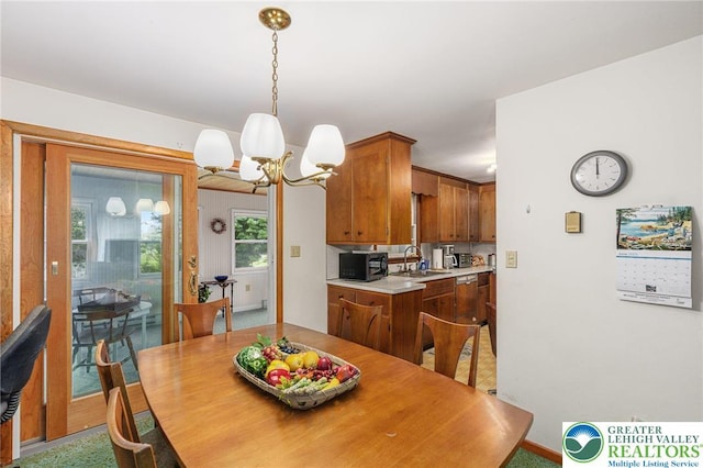 2560 Community Dr, Moore Twp, PA 18014 - dining room featuring a chandelier