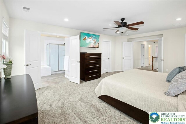 3526 Clarinbridge Way, Upper Saucon Twp, PA 18034 - bedroom with light carpet, recessed lighting, and ceiling fan