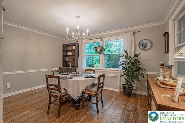326 N Main St, Allentown City, PA 18104 - dining space with a chandelier, wood finished floors, and ornamental molding