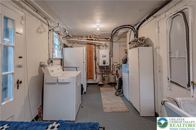 326 N Main St, Allentown City, PA 18104 - laundry area featuring tankless water heater, separate washer and dryer, and tile patterned floors