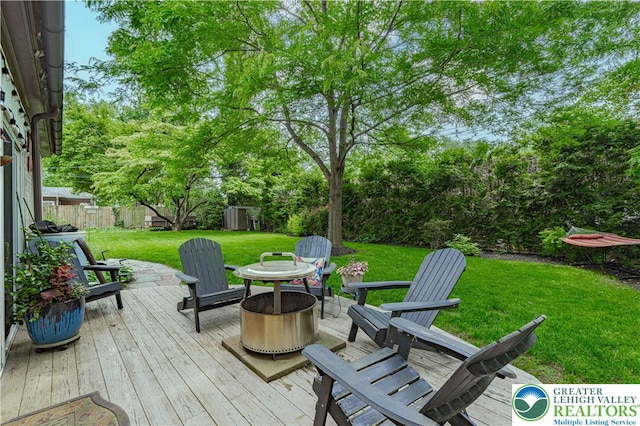 326 N Main St, Allentown City, PA 18104 - wooden deck with a fire pit, a shed, and view of scattered trees