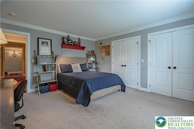 3054 Jordan Rd, North Whitehall Twp, PA 18069 - carpeted bedroom with multiple closets and ornamental molding