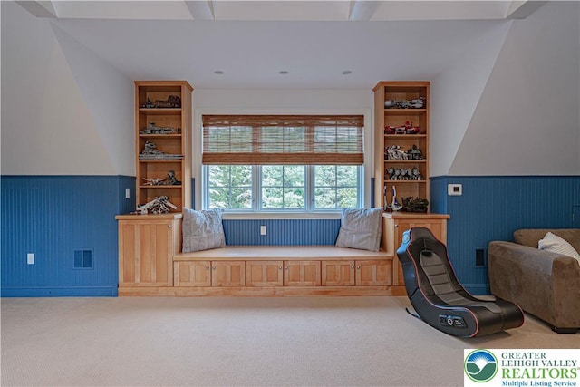 3054 Jordan Rd, North Whitehall Twp, PA 18069 - carpeted office featuring a wainscoted wall, recessed lighting, and wooden walls