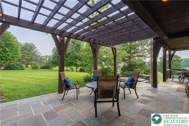 3054 Jordan Rd, North Whitehall Twp, PA 18069 - view of patio with outdoor dining area and a pergola