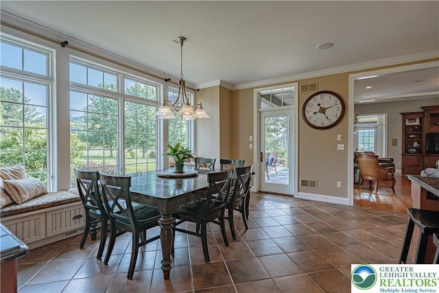 3054 Jordan Rd, North Whitehall Twp, PA 18069 - dining room with crown molding and dark tile patterned floors