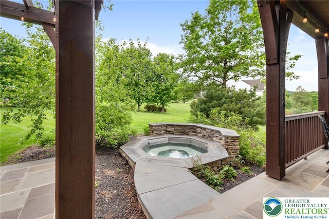 3054 Jordan Rd, North Whitehall Twp, PA 18069 - view of patio featuring an outdoor hot tub