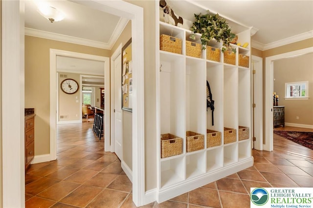 3054 Jordan Rd, North Whitehall Twp, PA 18069 - mudroom with ornamental molding, tile patterned flooring, and healthy amount of natural light