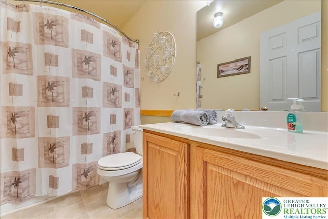 617 Lehigh Gap St, Walnutport Boro, PA 18088 - bathroom with vanity, tile patterned flooring, and a shower with curtain