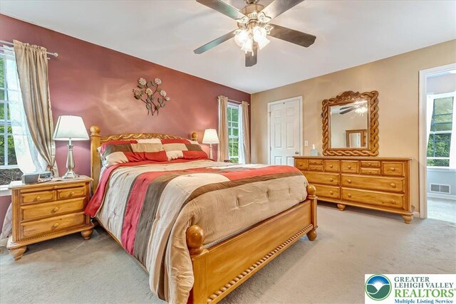 617 Lehigh Gap St, Walnutport Boro, PA 18088 - bedroom featuring light colored carpet and a ceiling fan