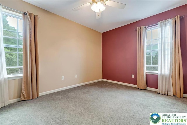 617 Lehigh Gap St, Walnutport Boro, PA 18088 - carpeted spare room featuring a ceiling fan and baseboards