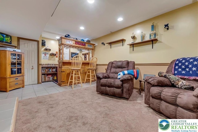 617 Lehigh Gap St, Walnutport Boro, PA 18088 - living area featuring a dry bar, tile patterned flooring, and recessed lighting