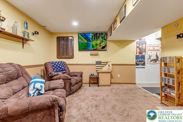 617 Lehigh Gap St, Walnutport Boro, PA 18088 - carpeted home theater room featuring baseboards and recessed lighting